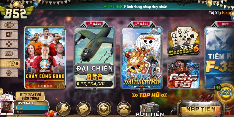 Các trò chơi hấp dẫn có tại cổng game B52